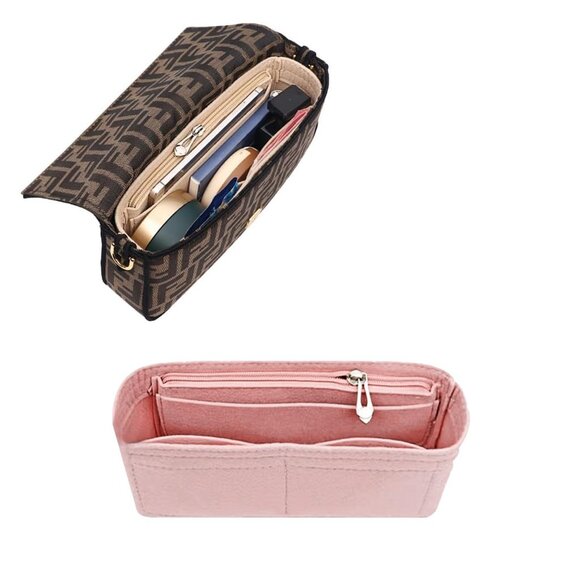 Womens Purse Organizer insert for designer lux handbag Baguette Longchamp Pink - Picture 1 of 11